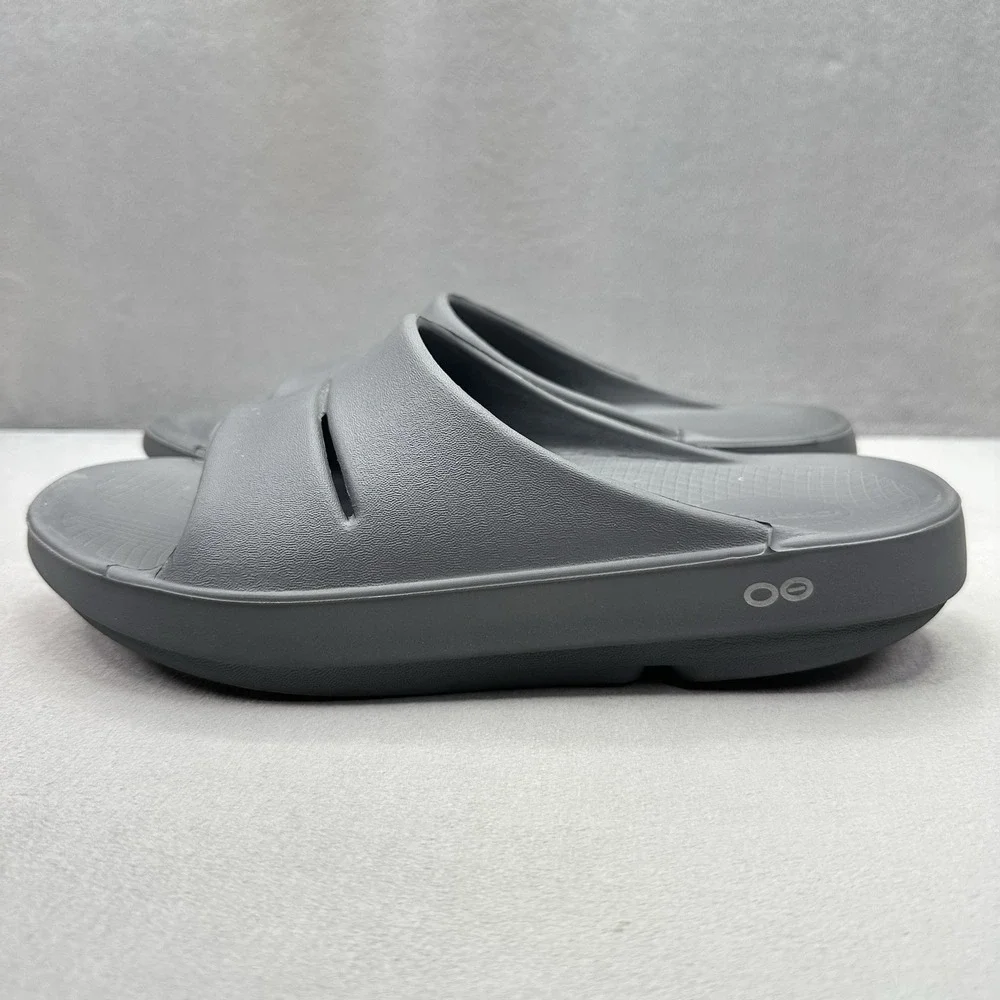 OOFOS OOahh Mens Size 9 Sandals Slate Gray Recovery Lightweight Sport Slide